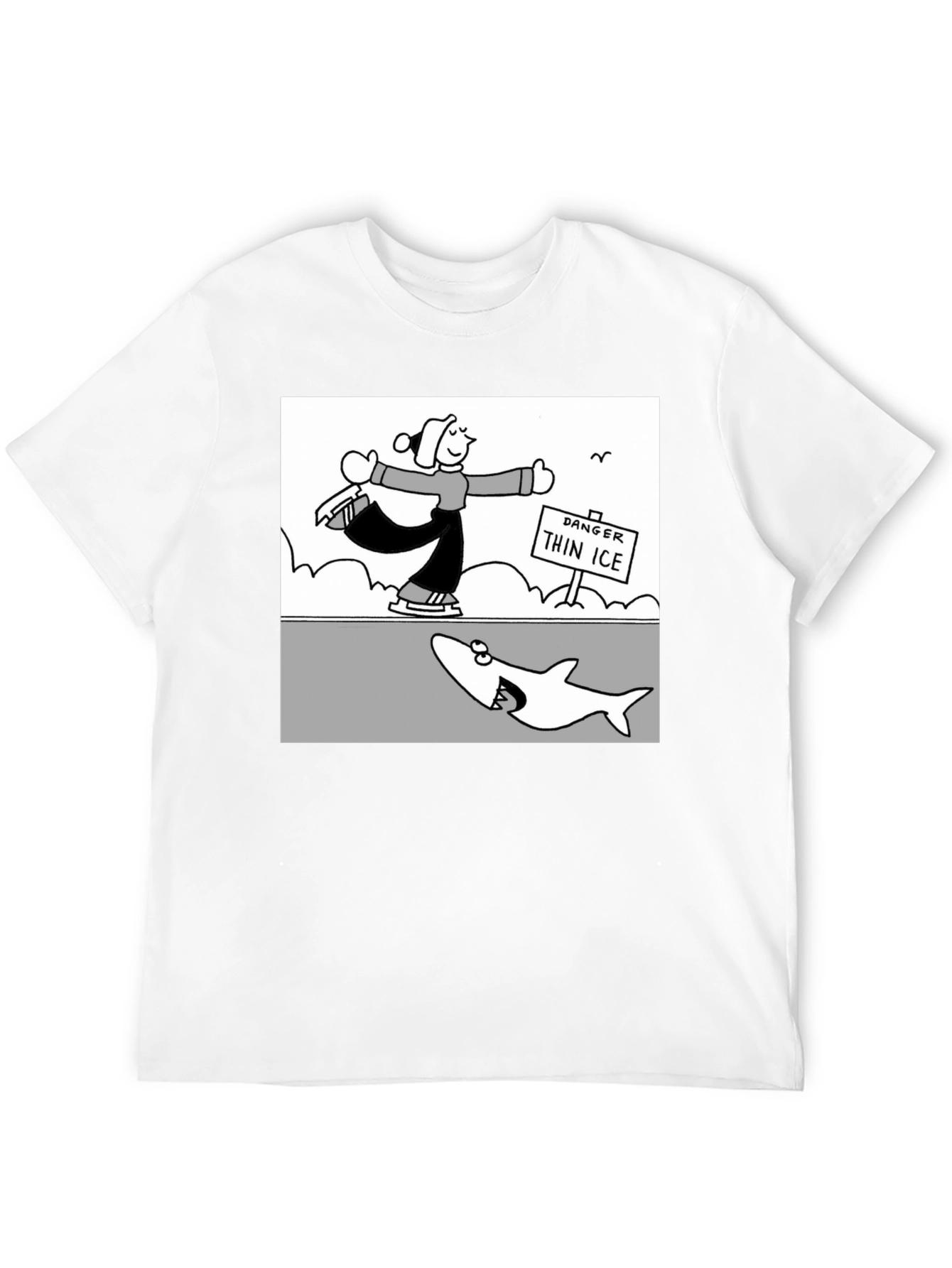 Danger Thin Ice Cartoon T-Shirt