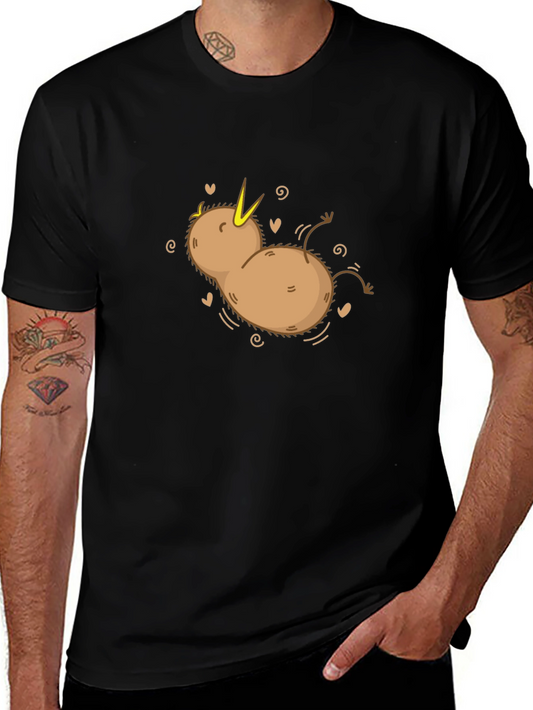 Kiwi Bird Cartoon T-Shirt - Black Cotton Tee