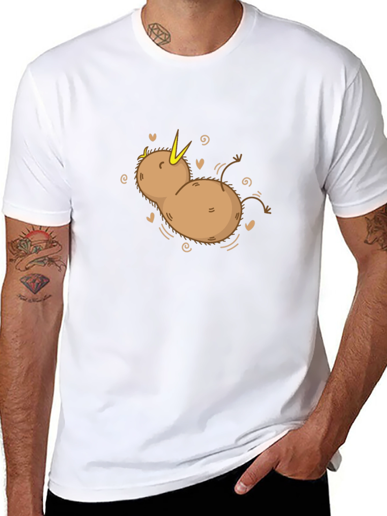 Kiwi Bird Cartoon T-Shirt - Black Cotton Tee