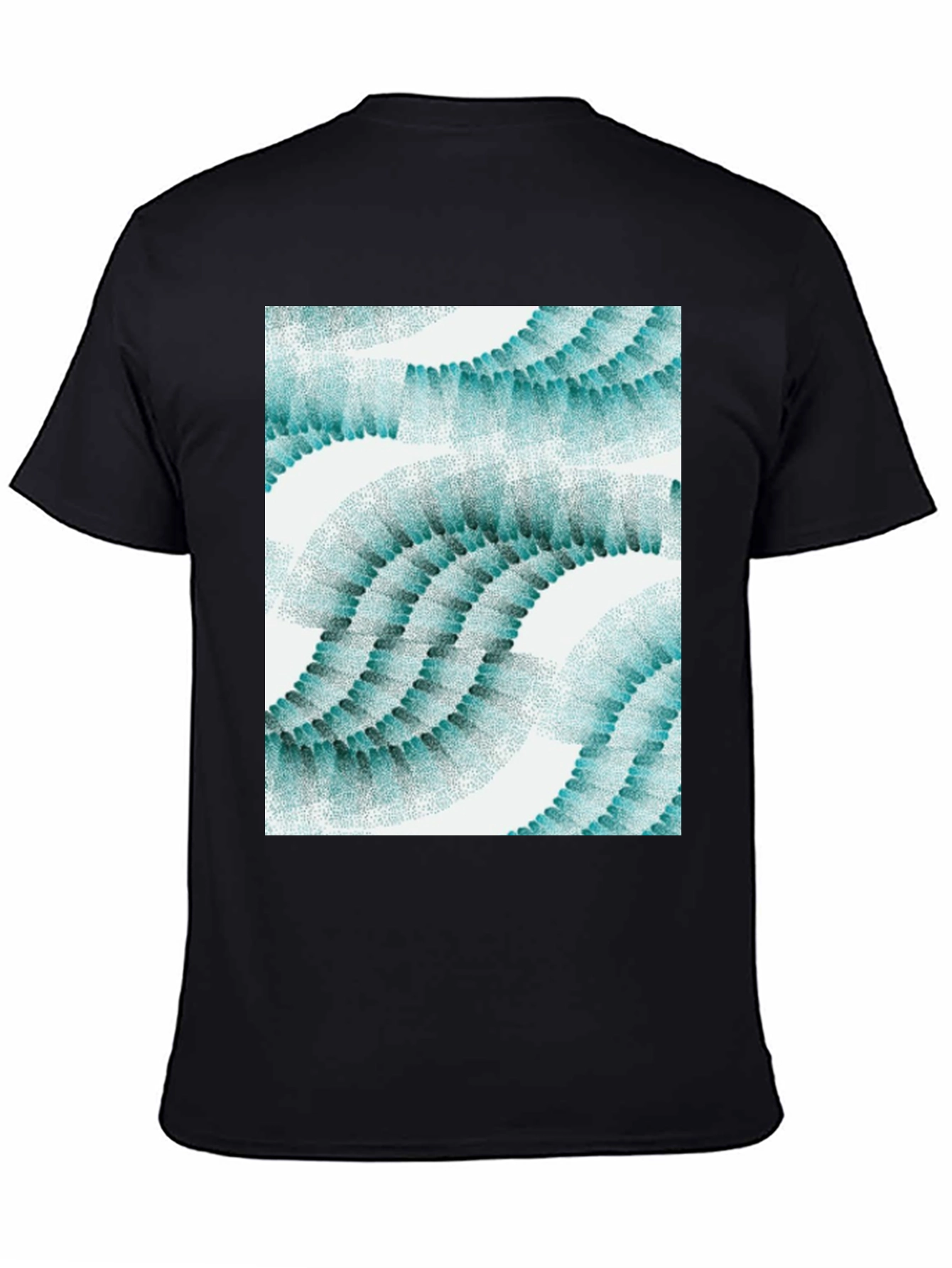 Abstract Wave Pattern Black T-Shirt