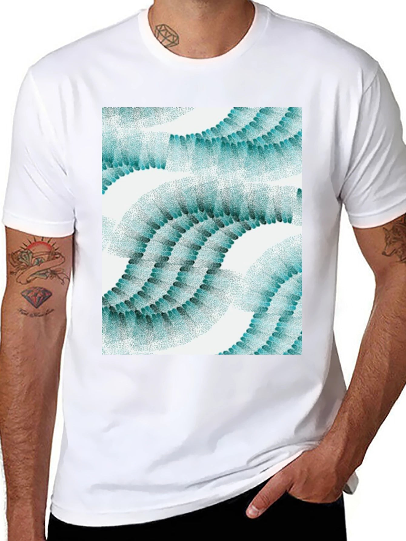 Abstract Wave Pattern Black T-Shirt