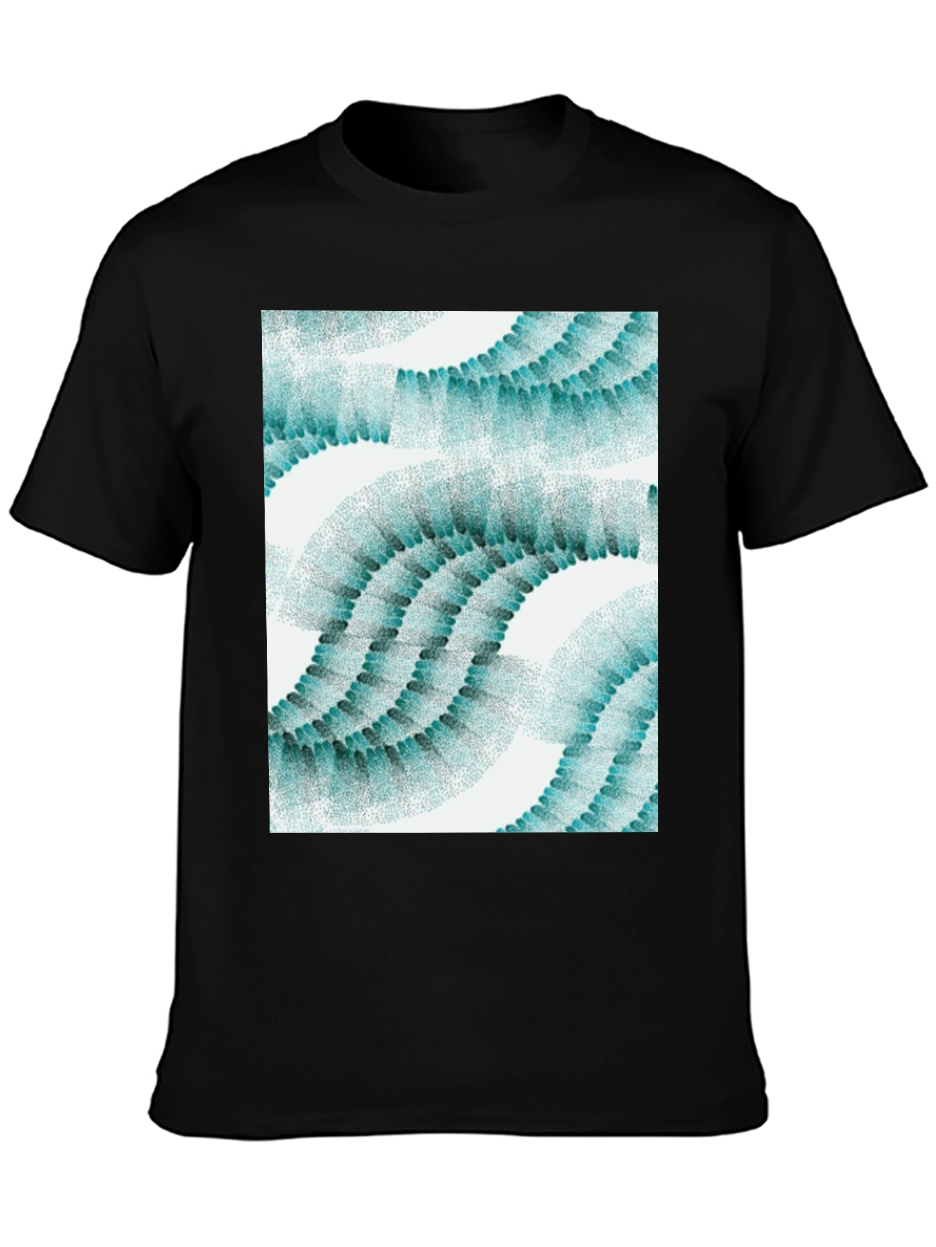 Abstract Wave Pattern Black T-Shirt