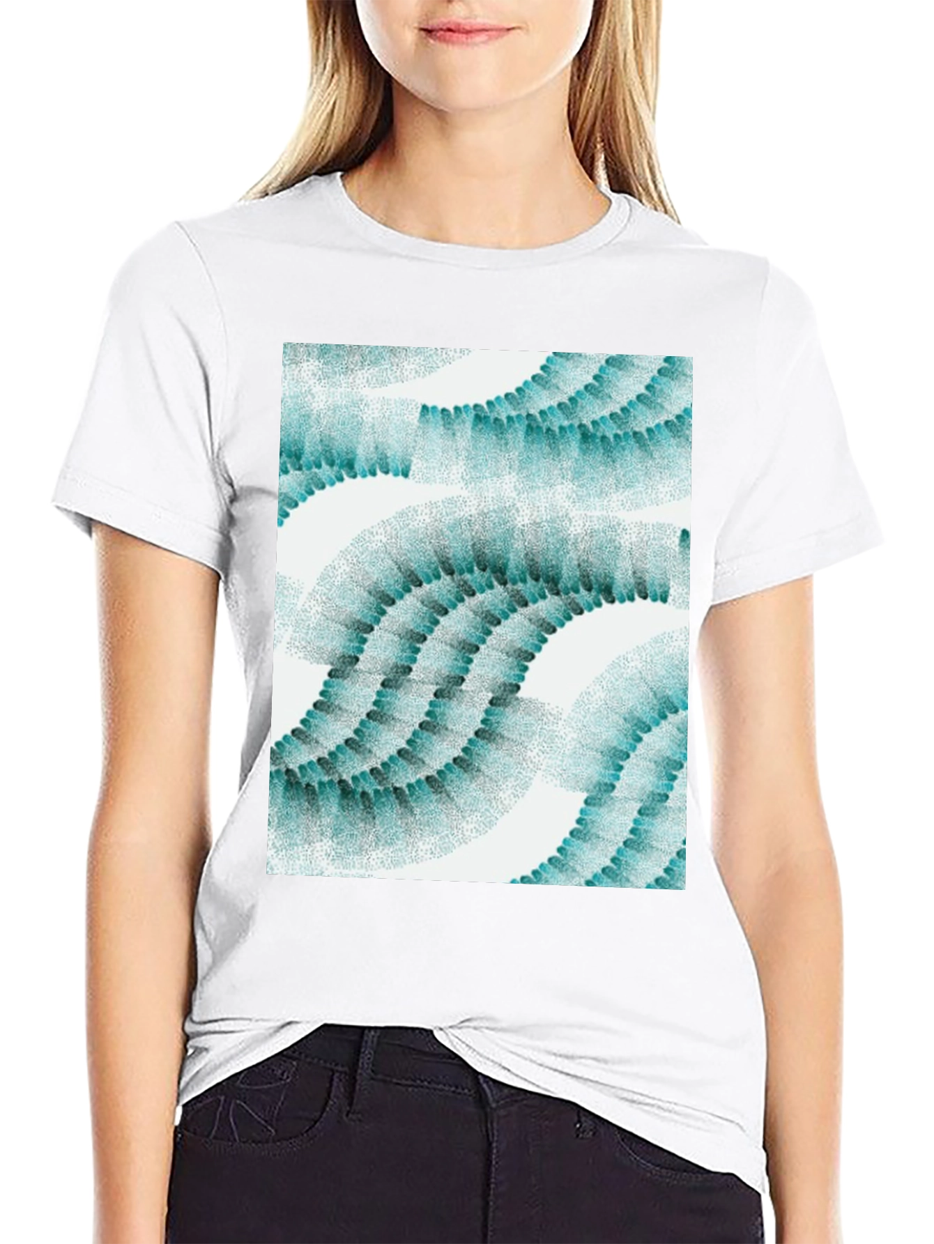 Abstract Wave Pattern Black T-Shirt