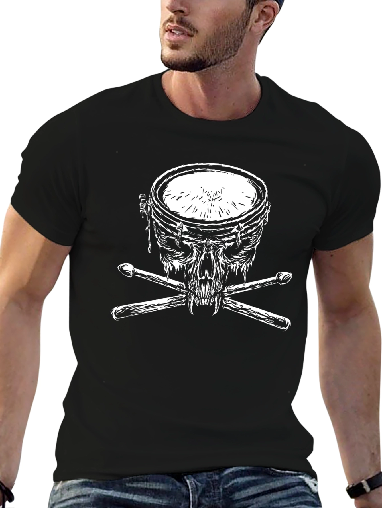 Drum Skull Graphic Tee - Rock & Roll T-Shirt