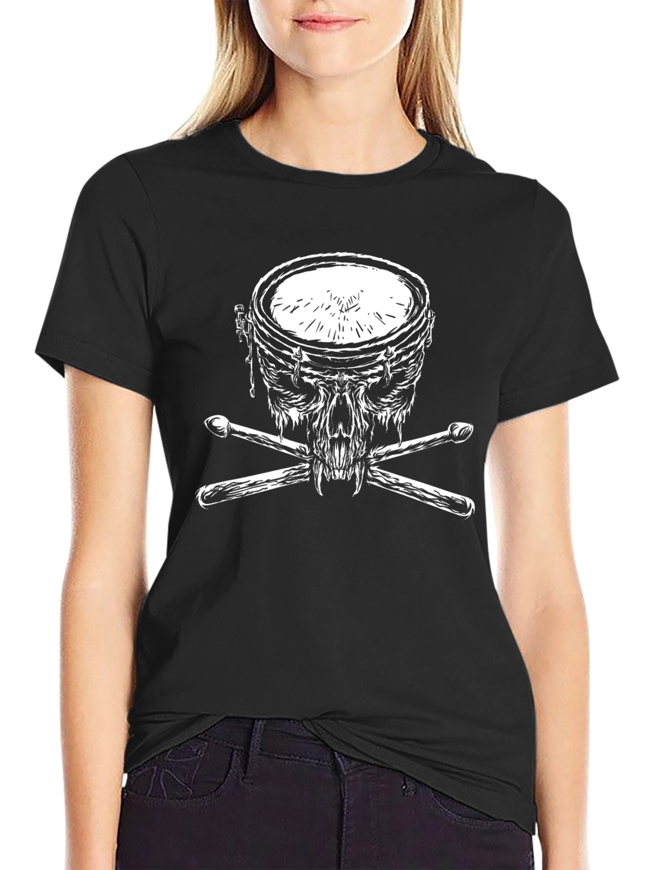 Drum Skull Graphic Tee - Rock & Roll T-Shirt