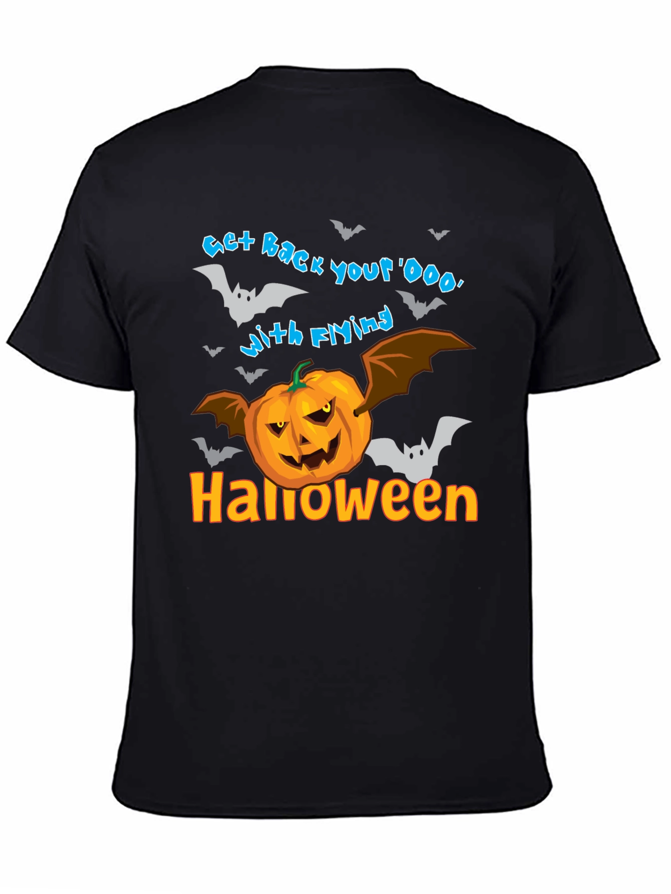 Halloween Pumpkin Bats Black T-Shirt