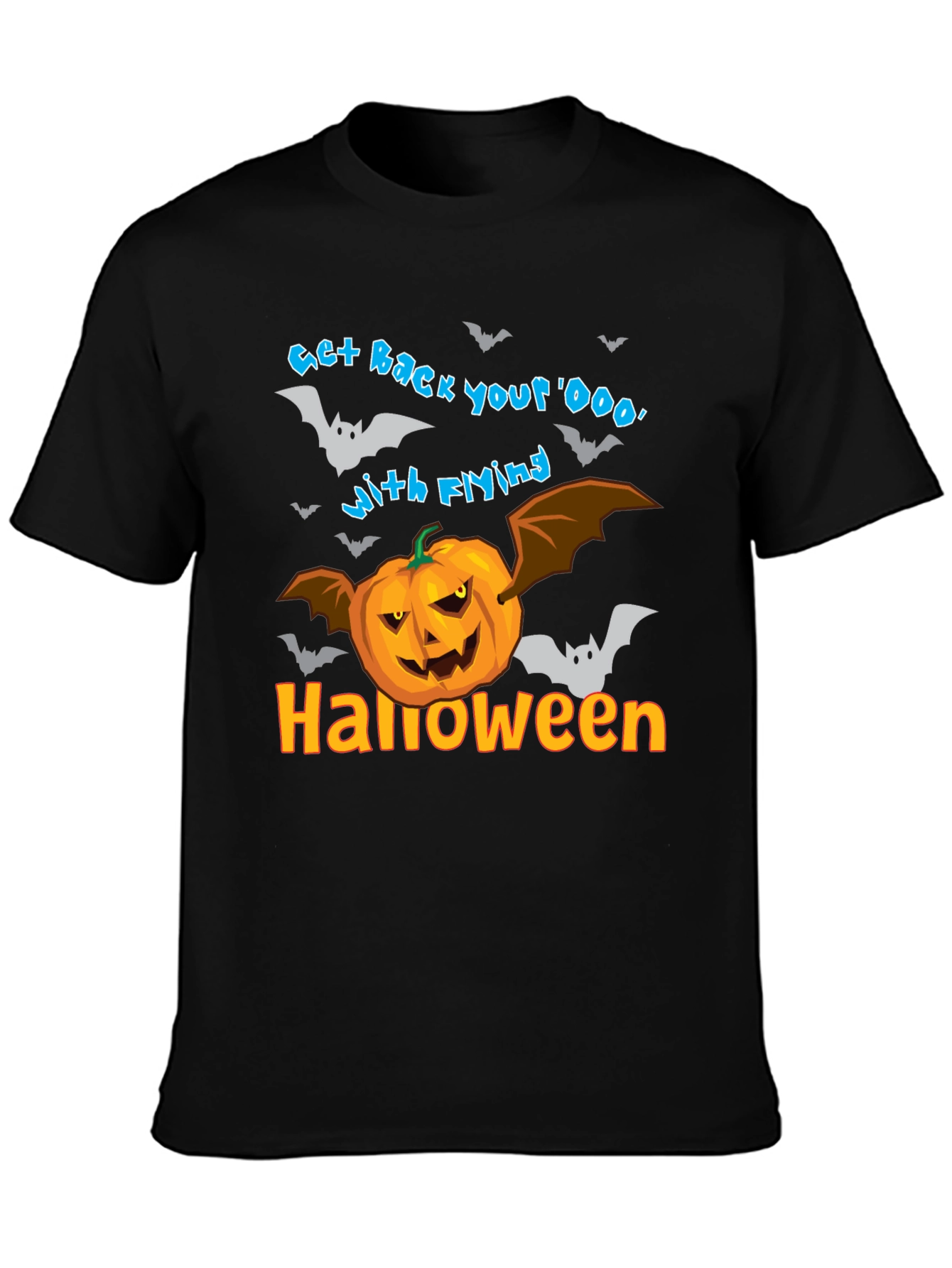 Halloween Pumpkin Bats Black T-Shirt