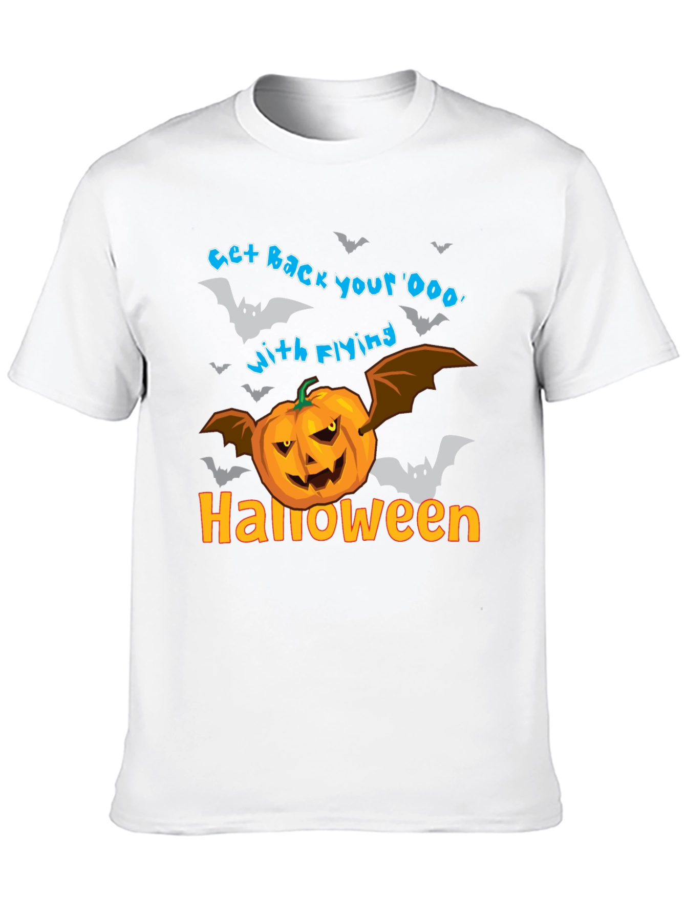 Halloween Pumpkin Bats Black T-Shirt