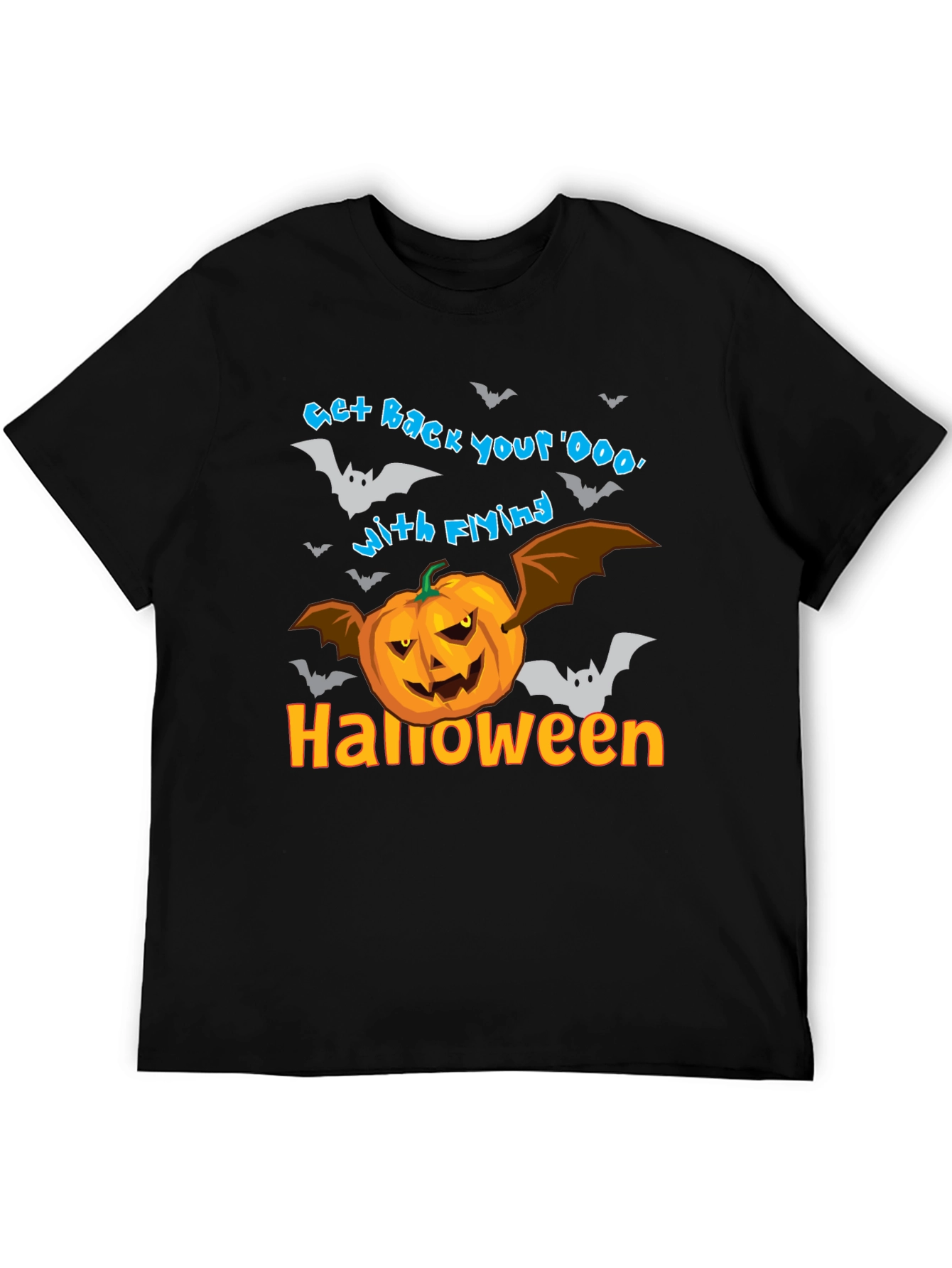 Halloween Pumpkin Bats Black T-Shirt