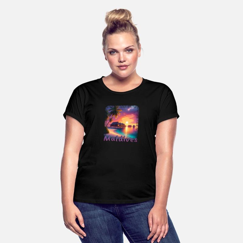 Maldives holiday beach sunset palm trees