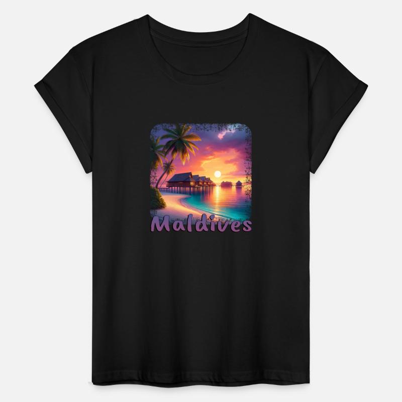 Maldives holiday beach sunset palm trees