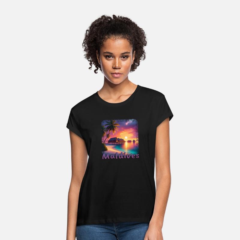 Maldives holiday beach sunset palm trees