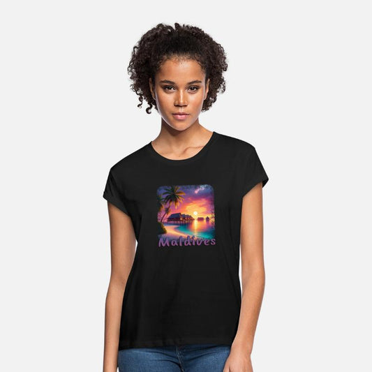 Maldives holiday beach sunset palm trees