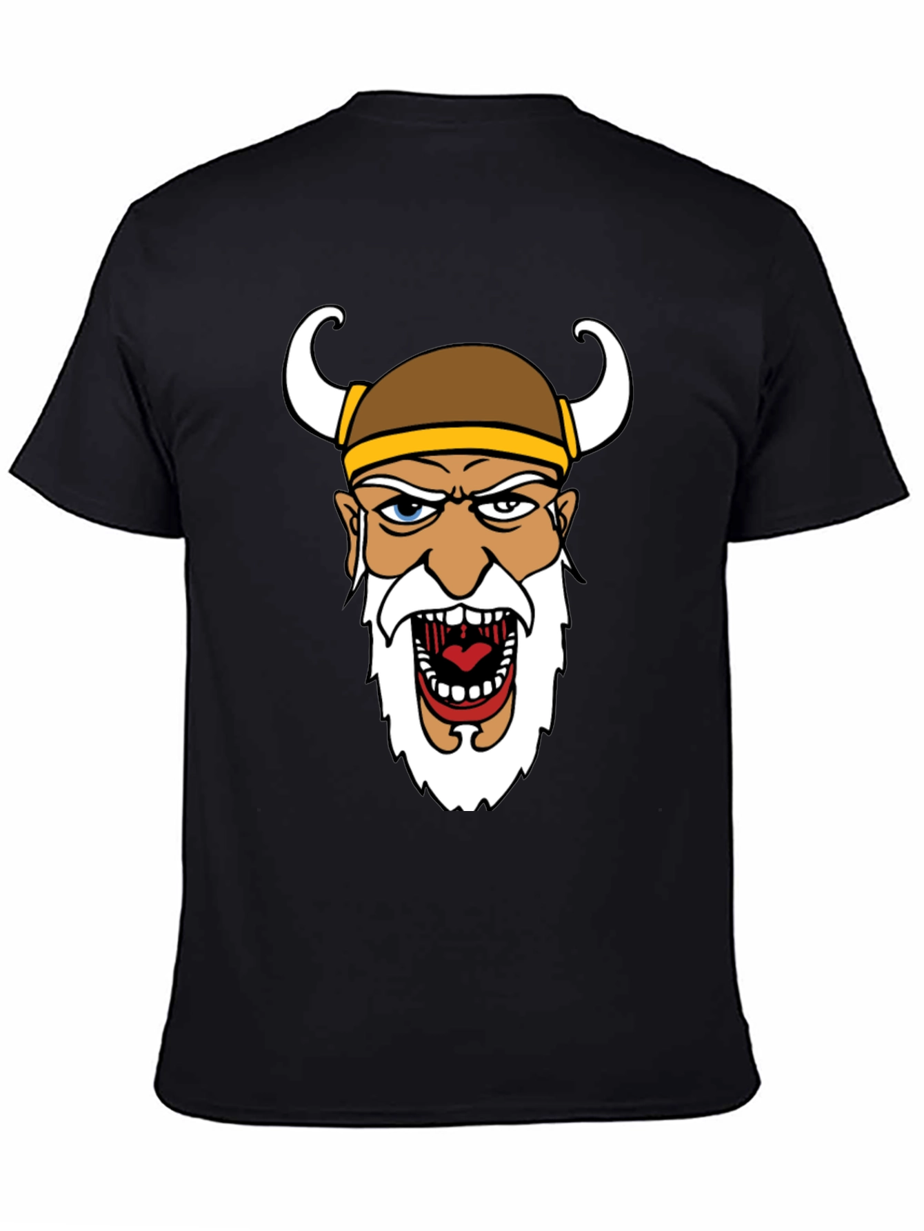 Viking Cartoon Graphic Black T-Shirt