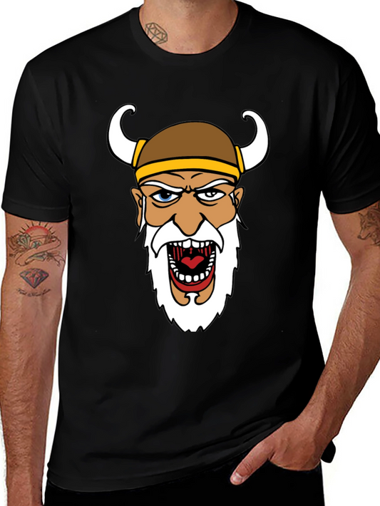Viking Cartoon Graphic Black T-Shirt