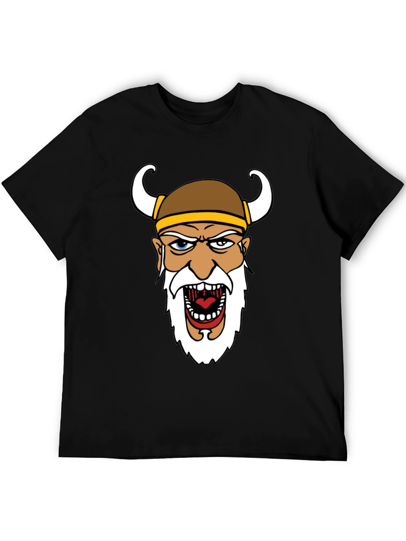 Viking Cartoon Graphic Black T-Shirt