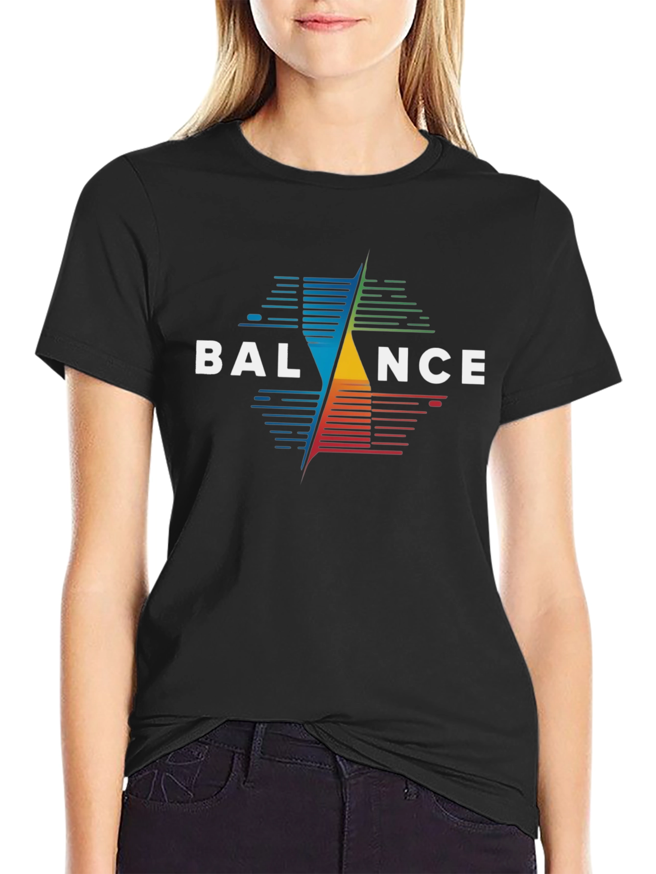 Balance Graphic Print Black T-Shirt