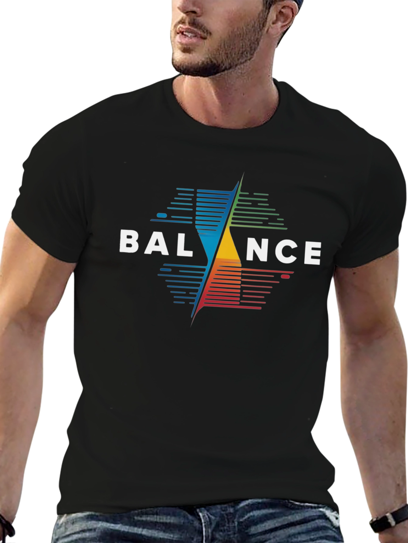 Balance Graphic Print Black T-Shirt