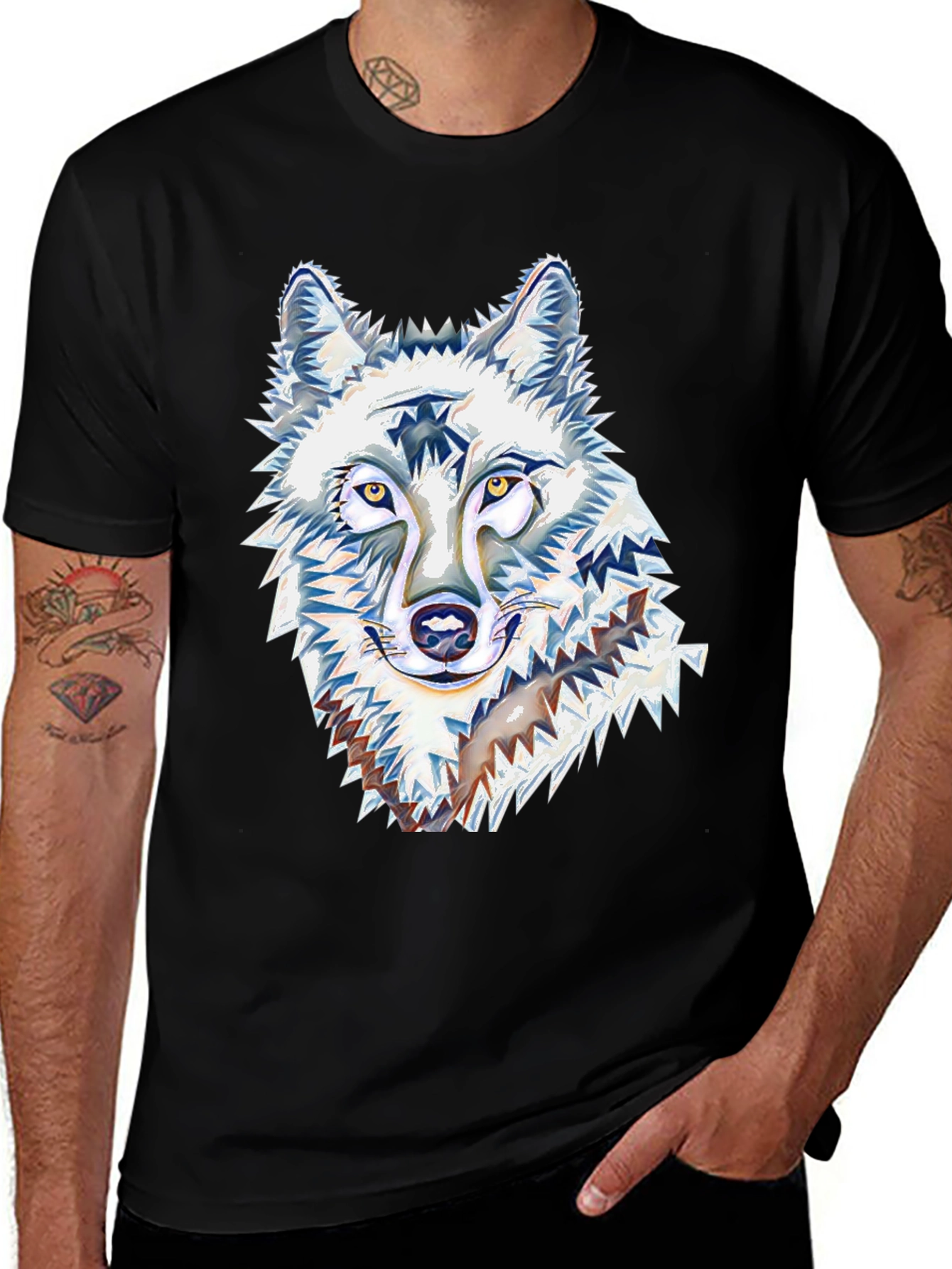Wolf Graphic Tee - Black Cotton Blend