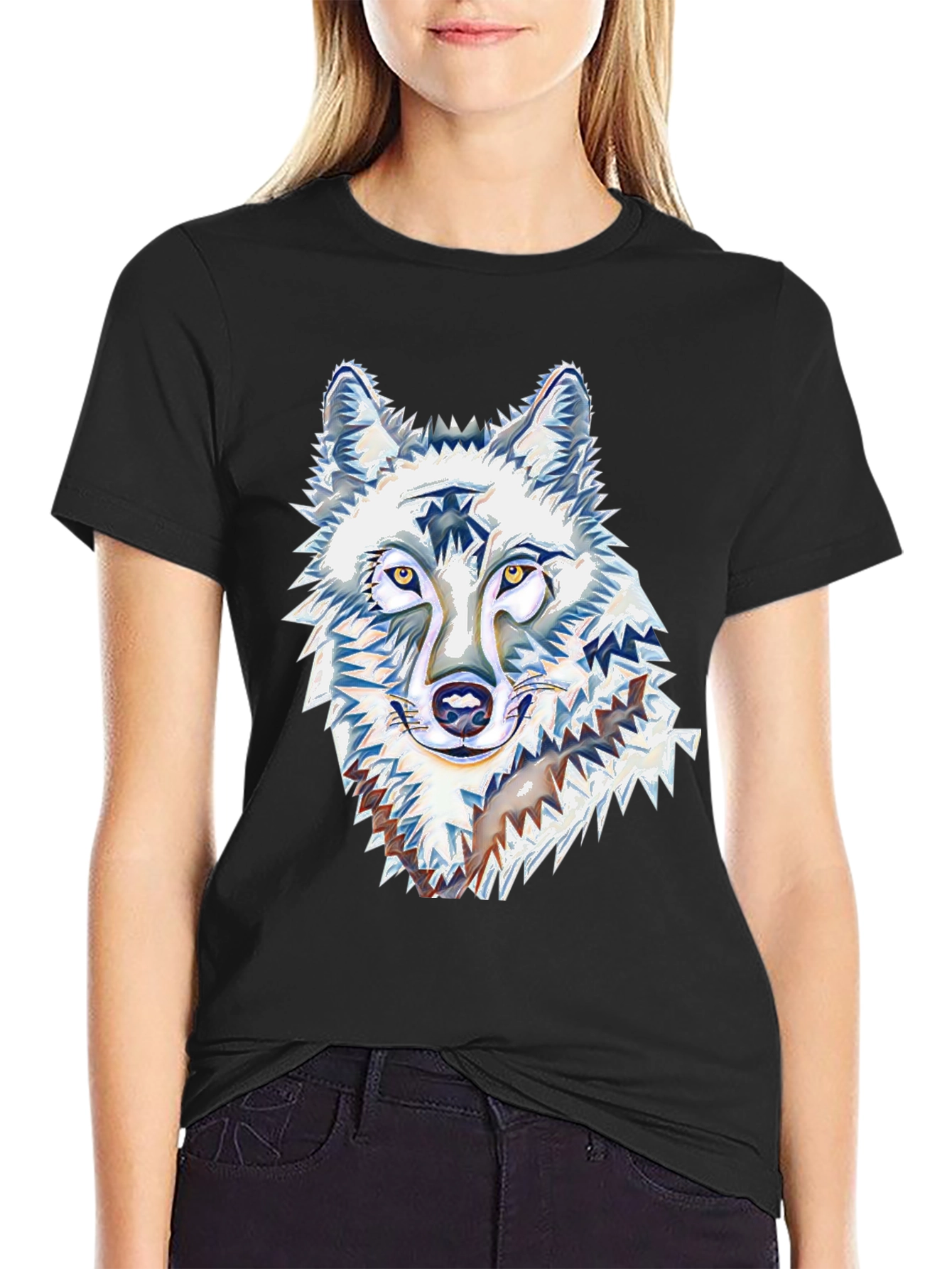 Wolf Graphic Tee - Black Cotton Blend