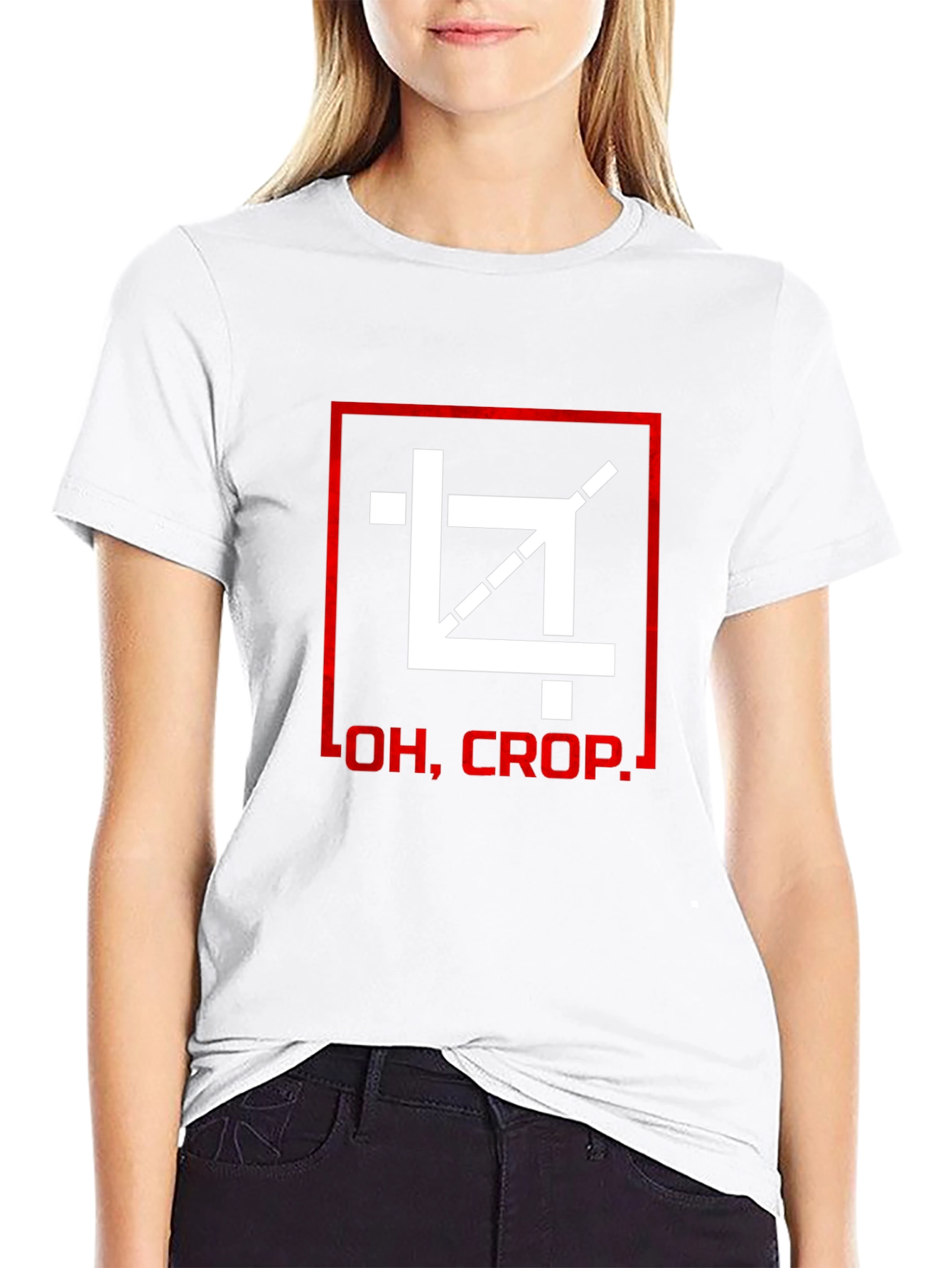 Oh Crop! Graphic Print Black T-Shirt
