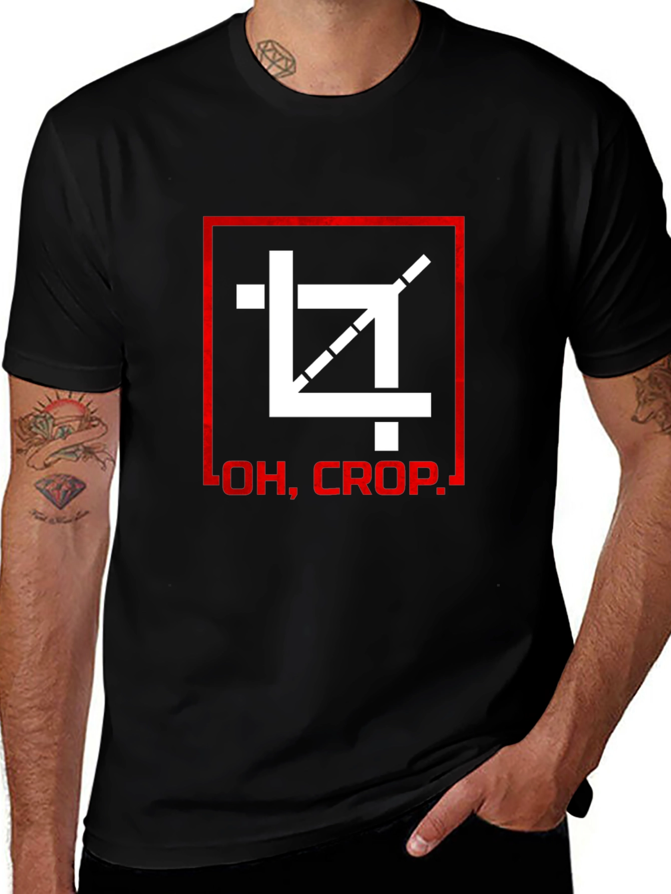 Oh Crop! Graphic Print Black T-Shirt