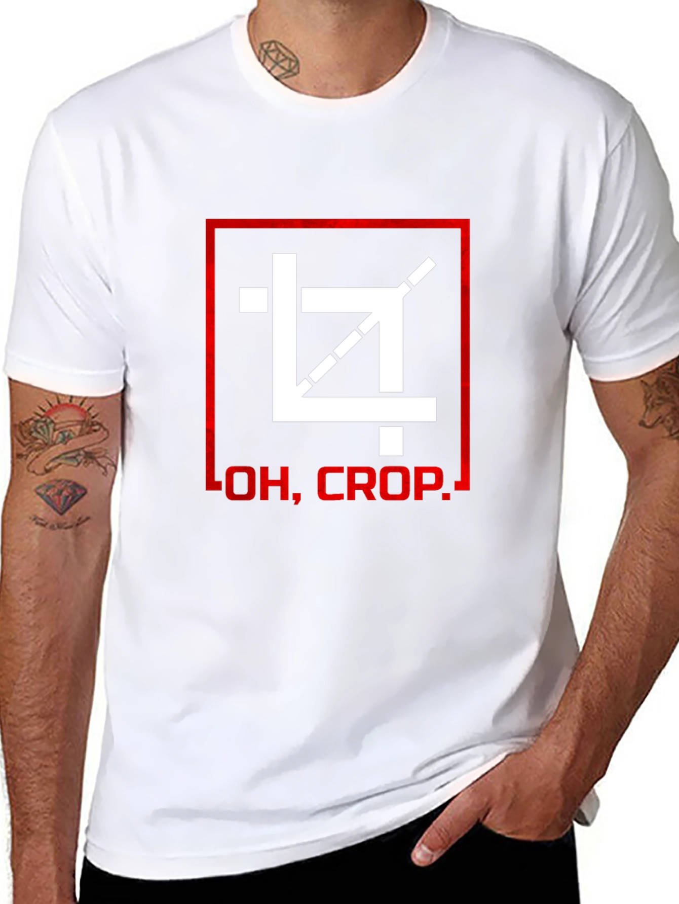 Oh Crop! Graphic Print Black T-Shirt