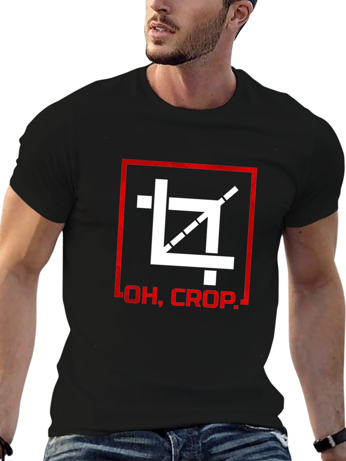 Oh Crop! Graphic Print Black T-Shirt