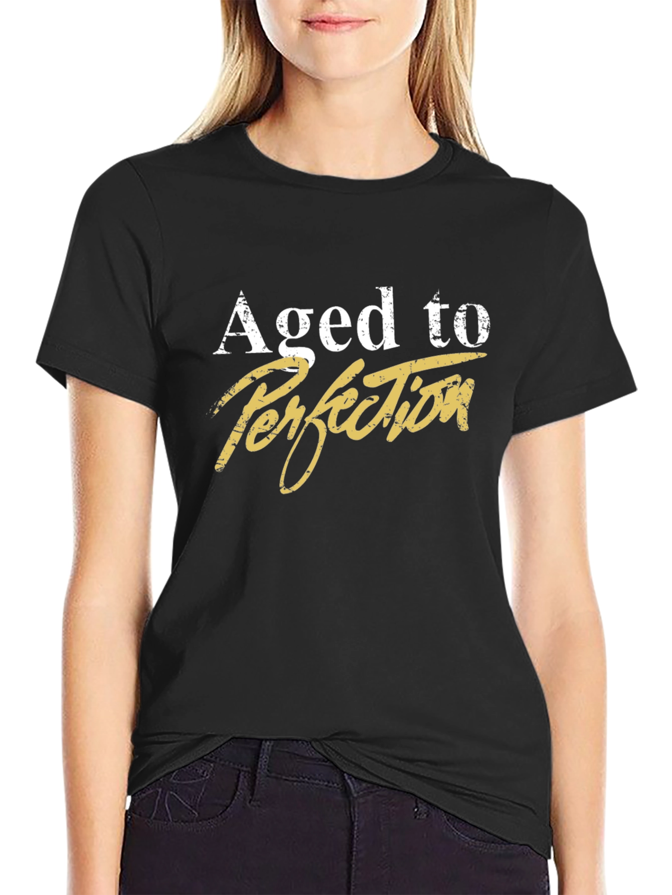 Aged to Perfection Graphic Tee - Black Cotton T-Shirt
