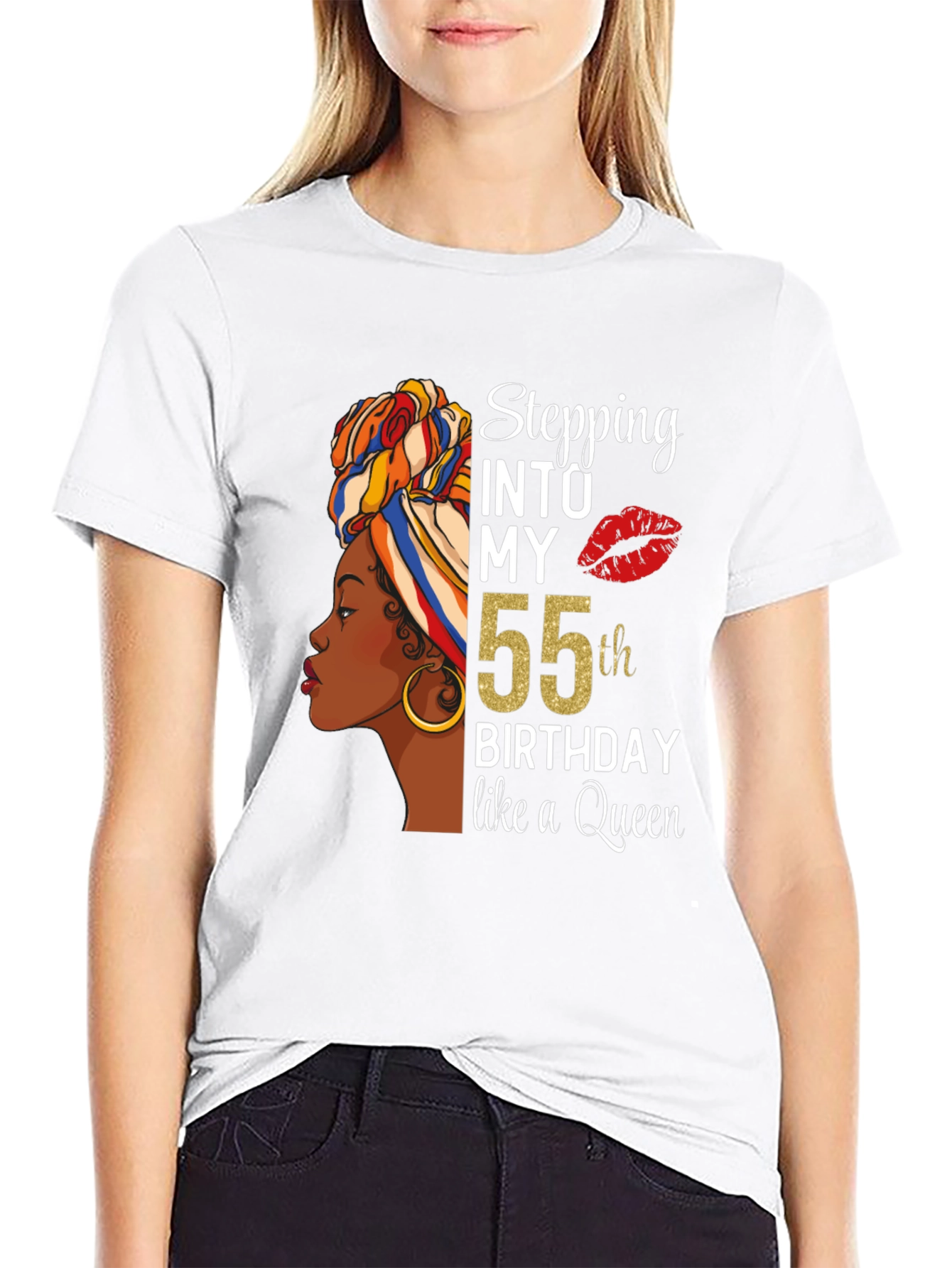 Stepping Into My 55th Birthday Like a Queen T-Shirt