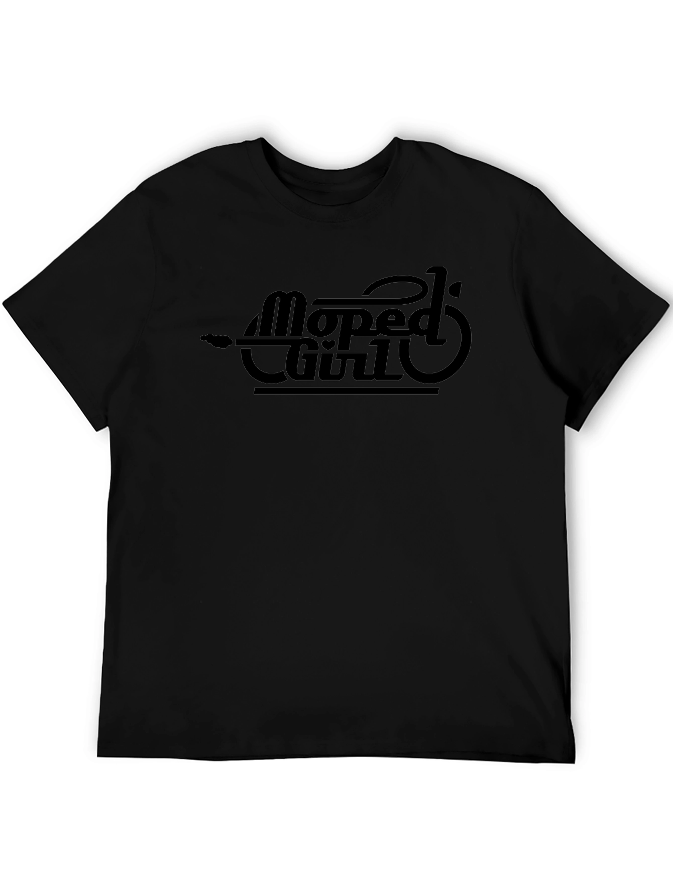 Moped Girl Graphic Tee - Sleek Black Cotton T-Shirt