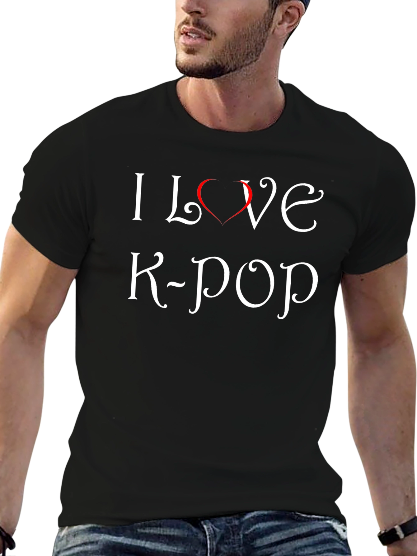 I Love K-Pop Black Graphic Tee Shirt