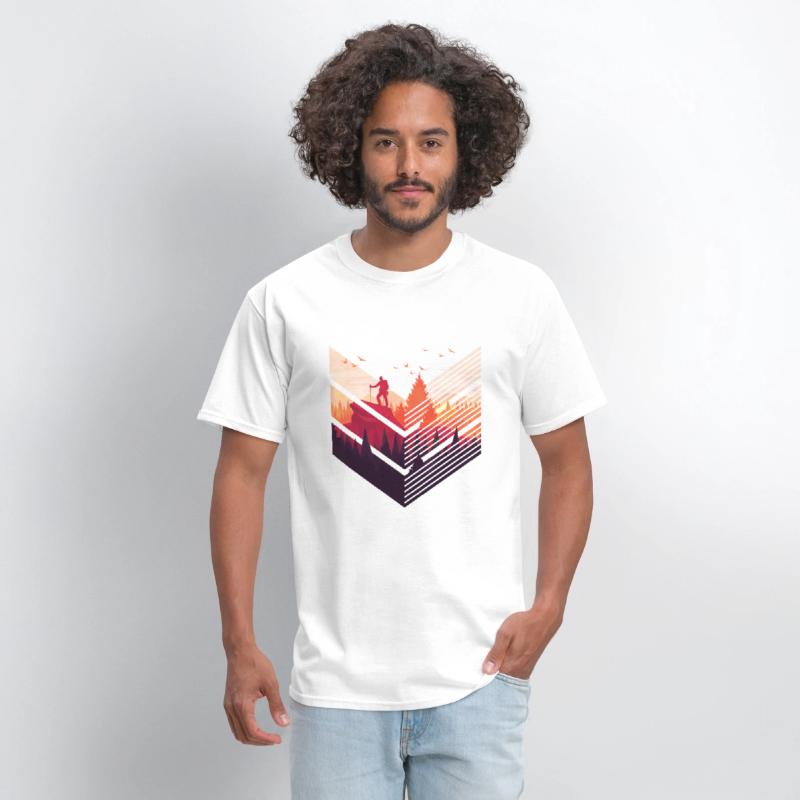 MODERN FOREST WITH HIKERS ON SUMMIT