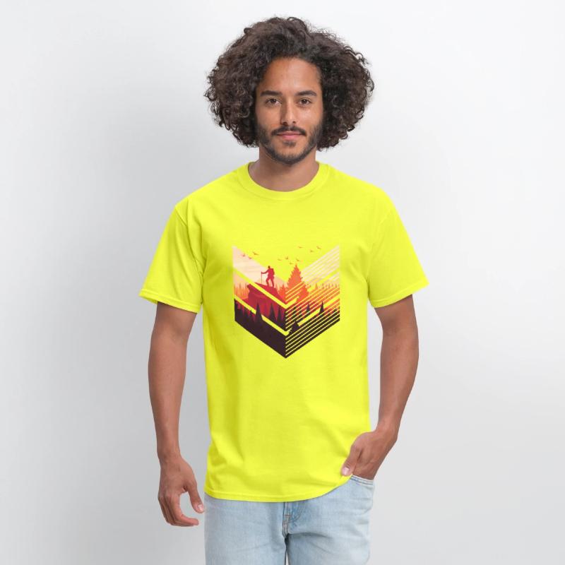 MODERN FOREST WITH HIKERS ON SUMMIT