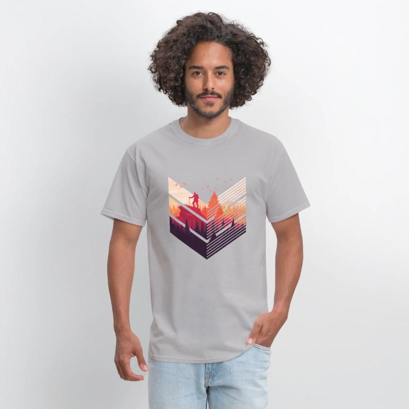 MODERN FOREST WITH HIKERS ON SUMMIT