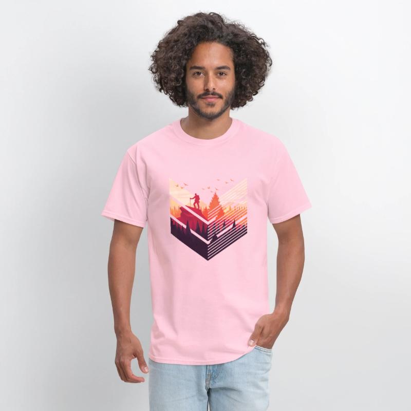 MODERN FOREST WITH HIKERS ON SUMMIT