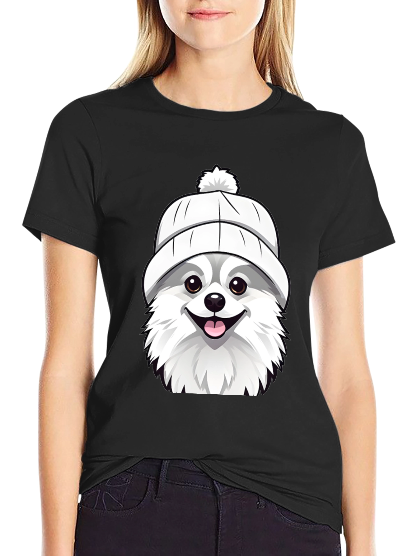 Dog in Hat Graphic Tee - Black