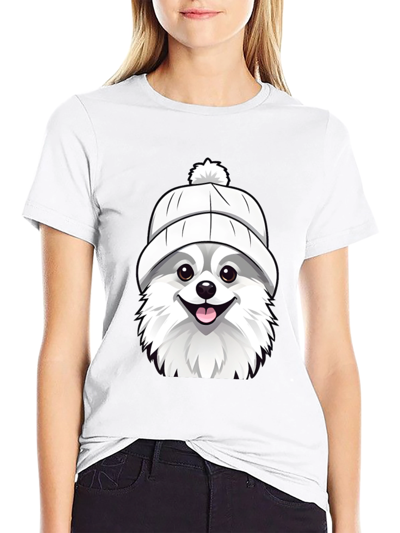 Dog in Hat Graphic Tee - Black