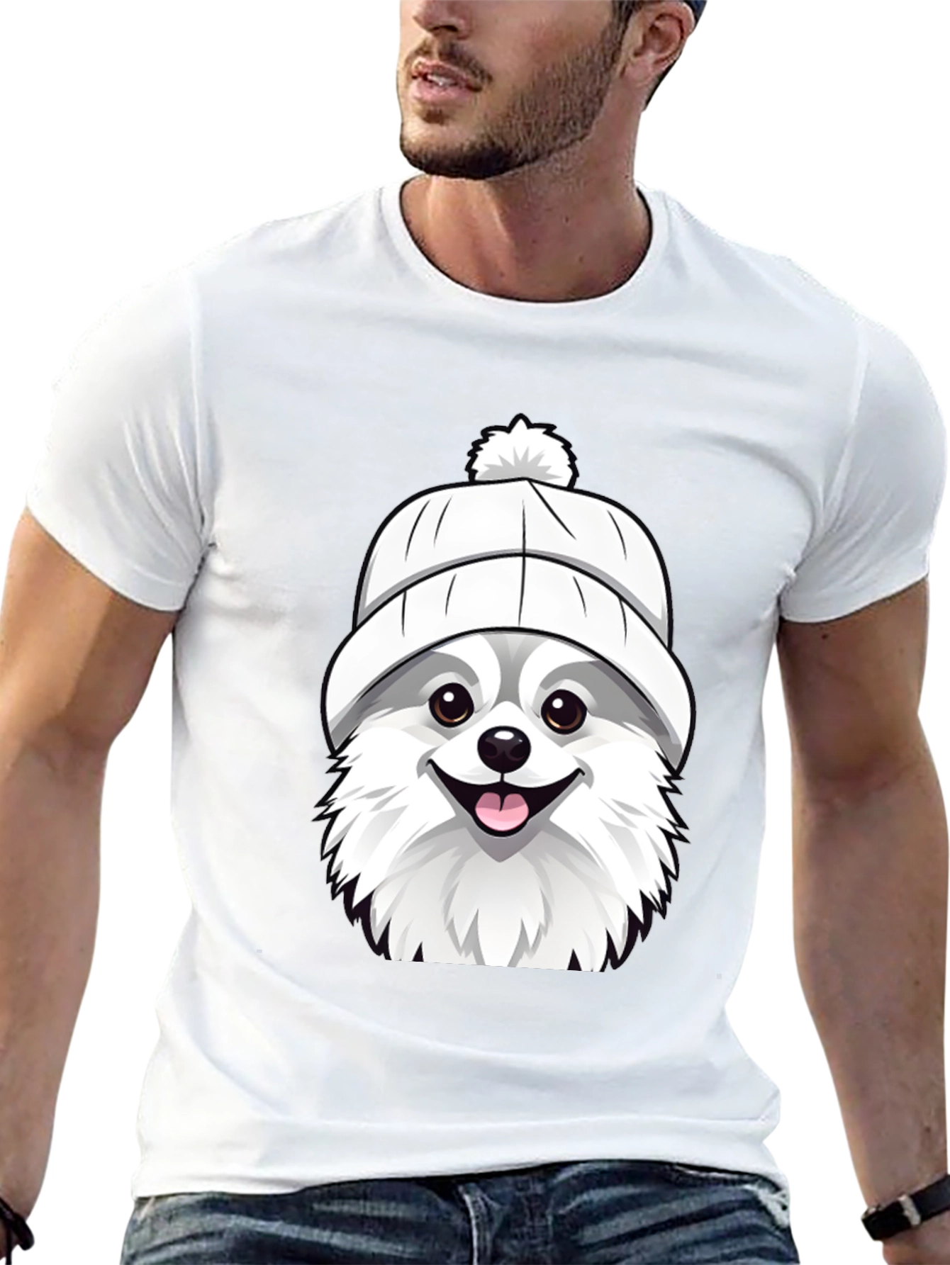 Dog in Hat Graphic Tee - Black