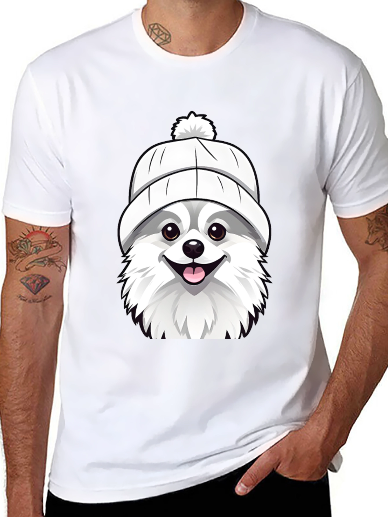 Dog in Hat Graphic Tee - Black