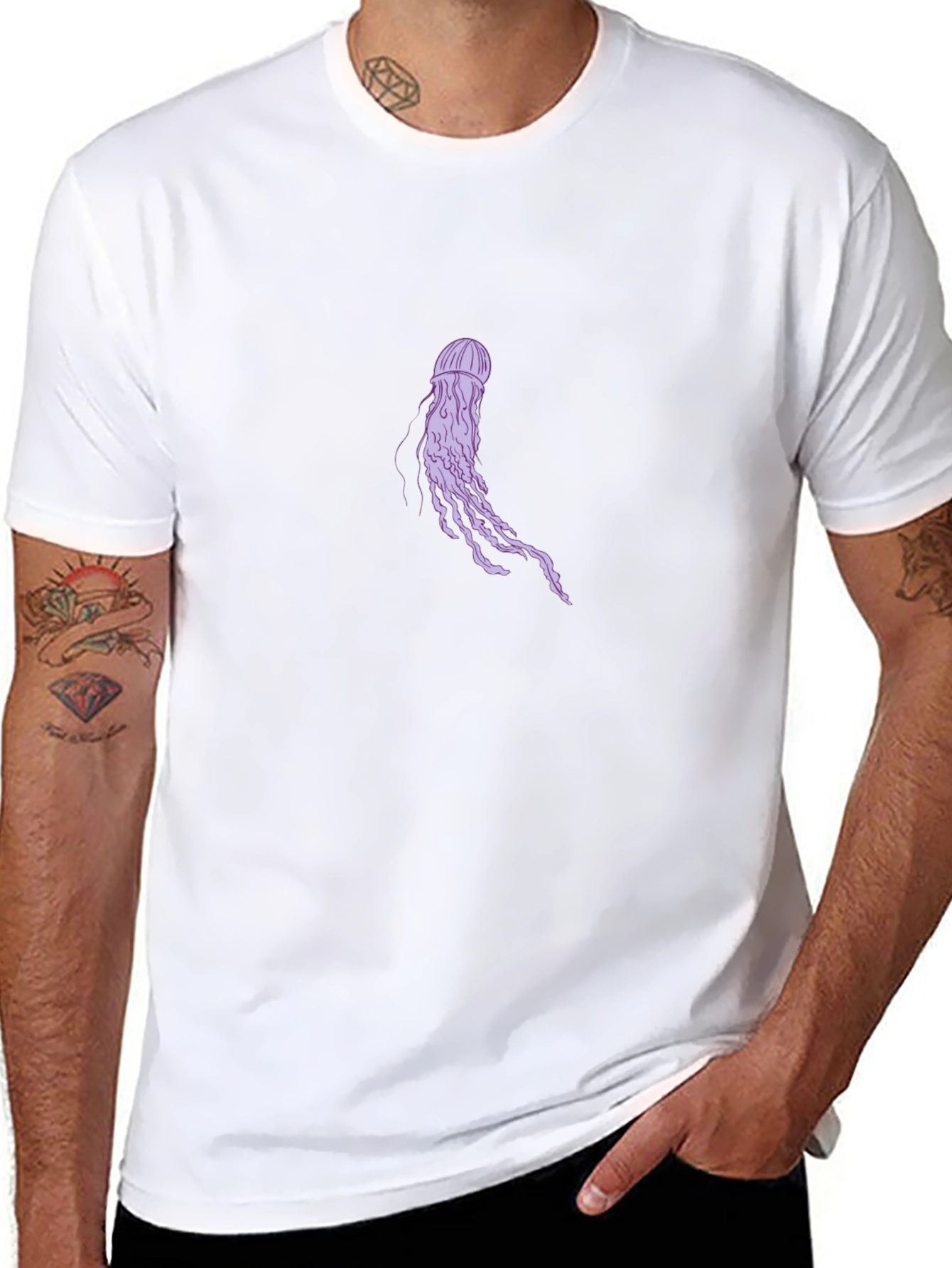 Jellyfish Graphic Tee - Black Cotton Casual T-Shirt