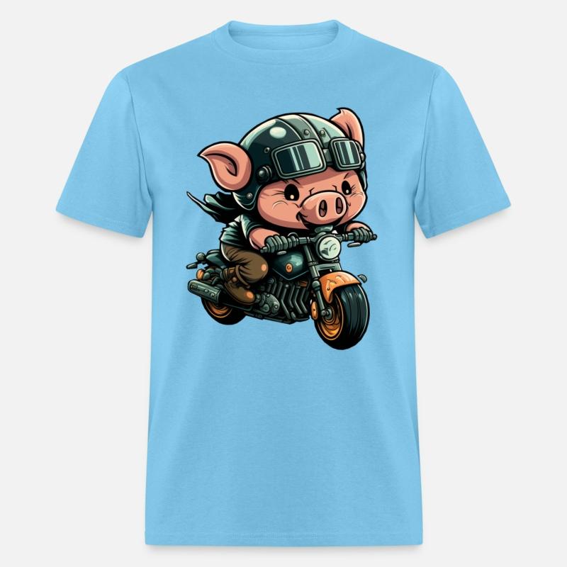Motorcycle Pig Funny Biker Rider Bike Motorcyclist