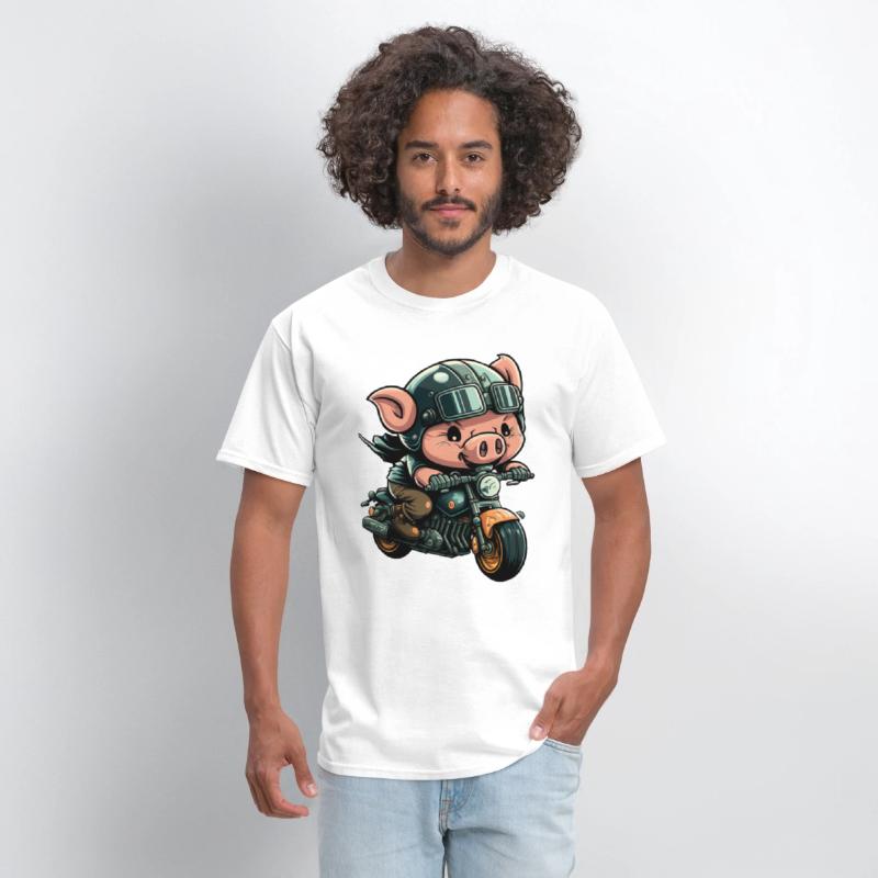 Motorcycle Pig Funny Biker Rider Bike Motorcyclist