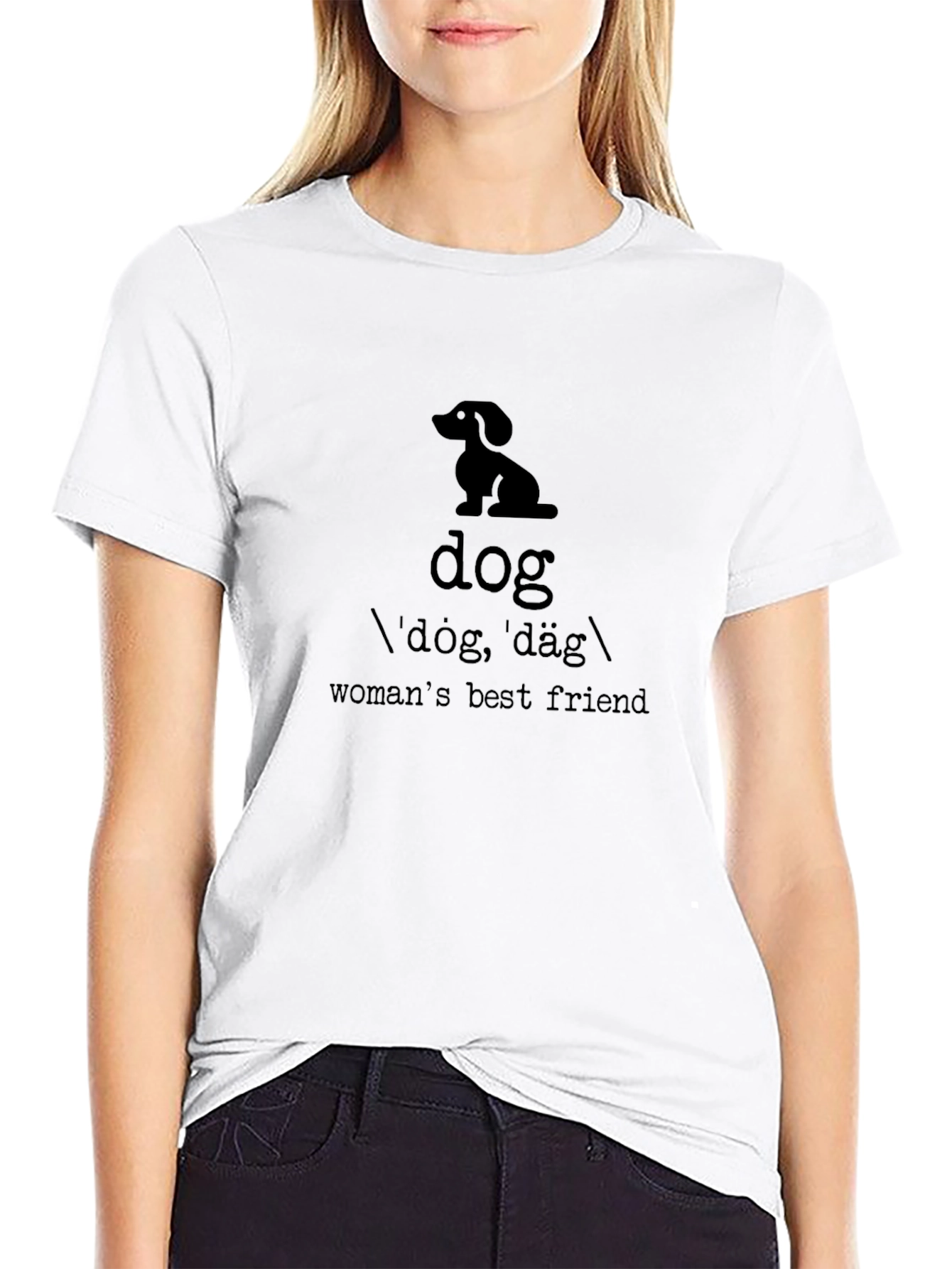 Dachshund “Dog / Woman’s Best Friend” Graphic T-Shirt – Stylish Dog Lover Tee