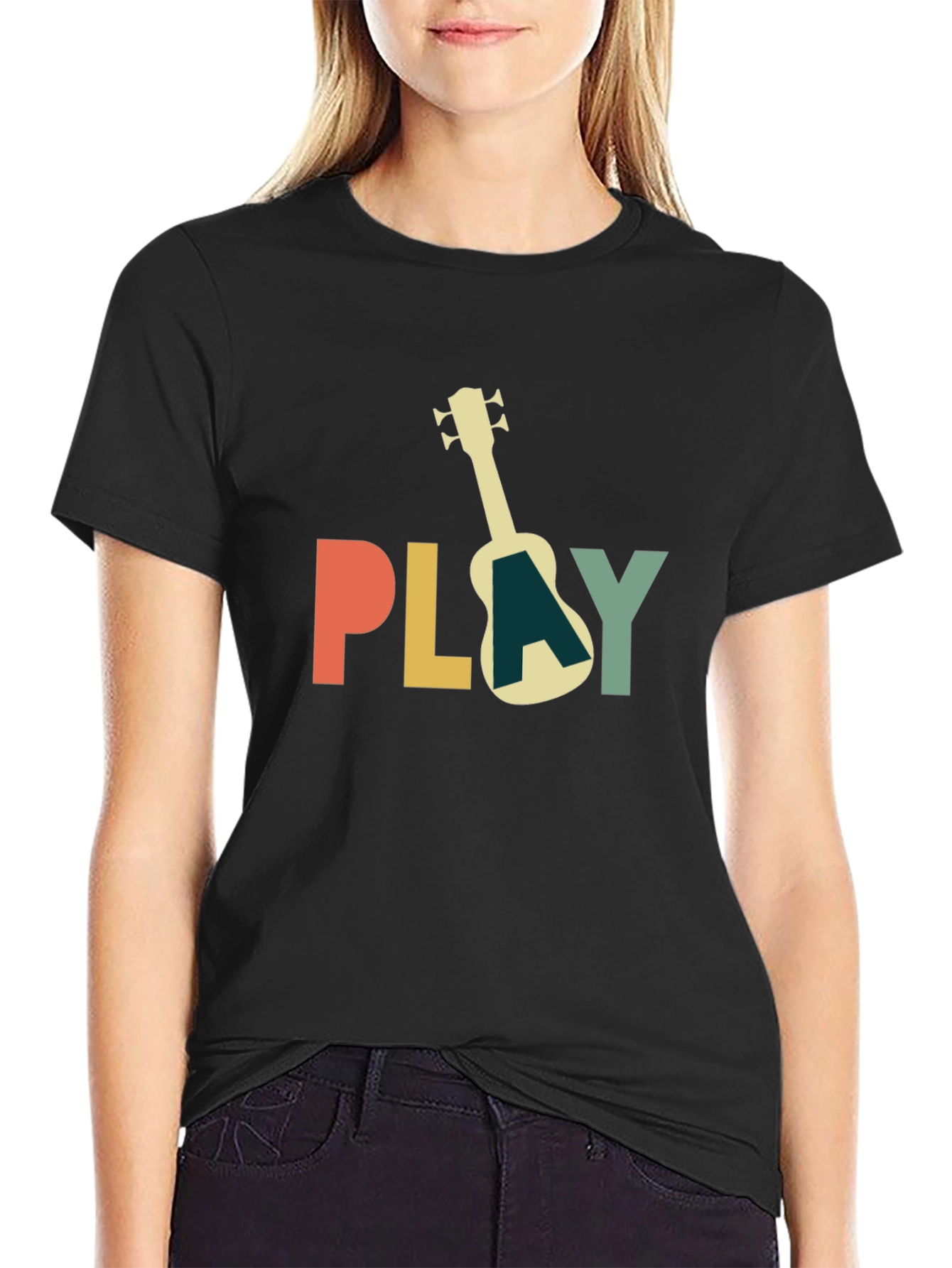 Play Ukulele Black T-Shirt - Music Lover Tee