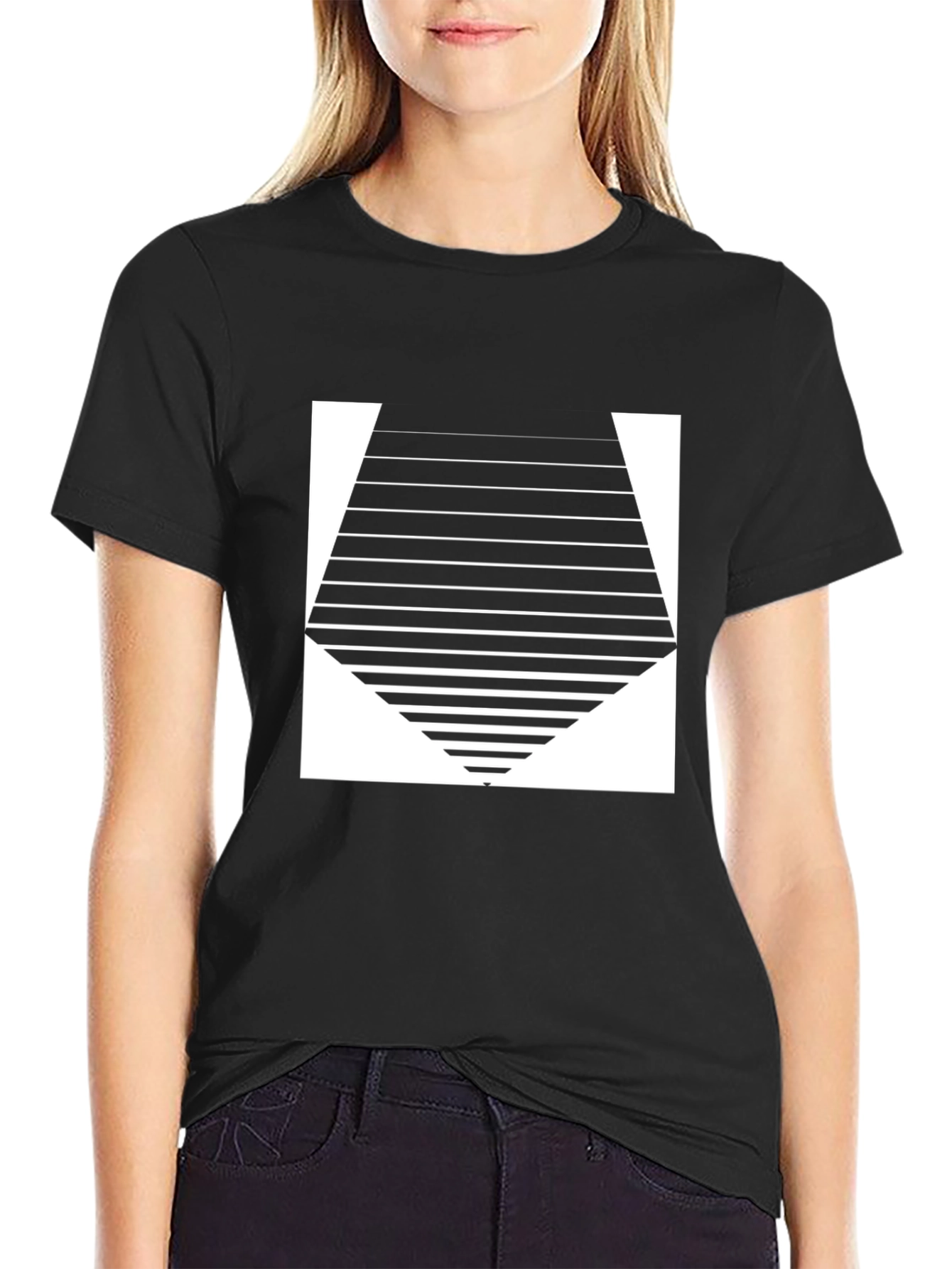 Geometric Striped Graphic Tee