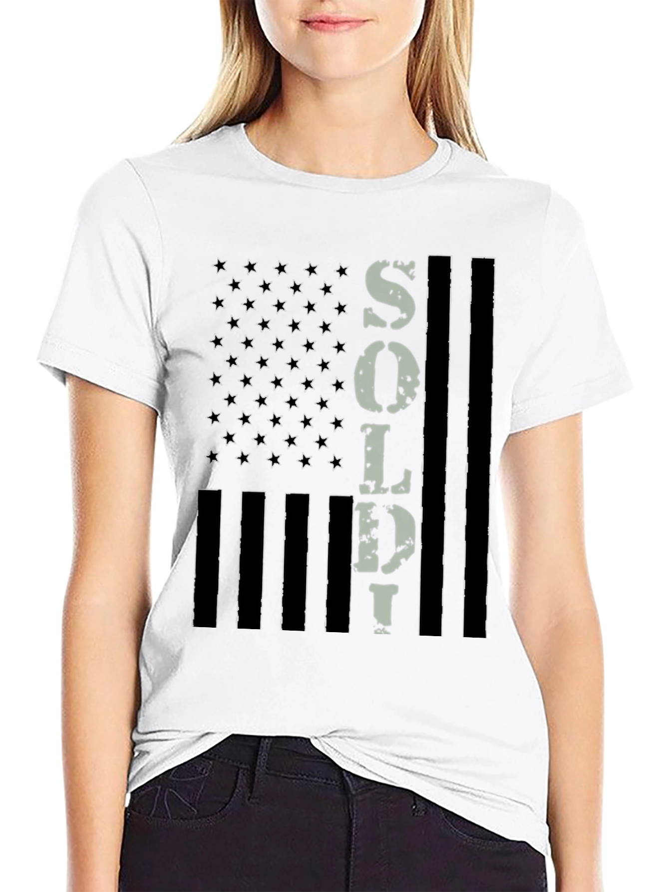 American Flag Soldier Graphic T-Shirt