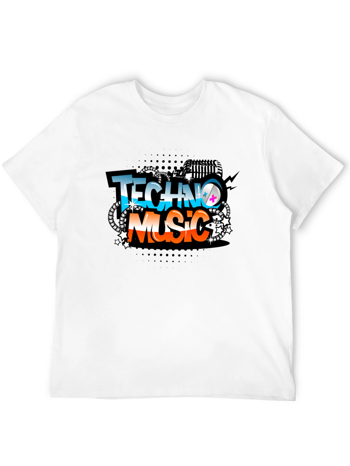 Techno Music Graphic Tee - Black Crew Neck