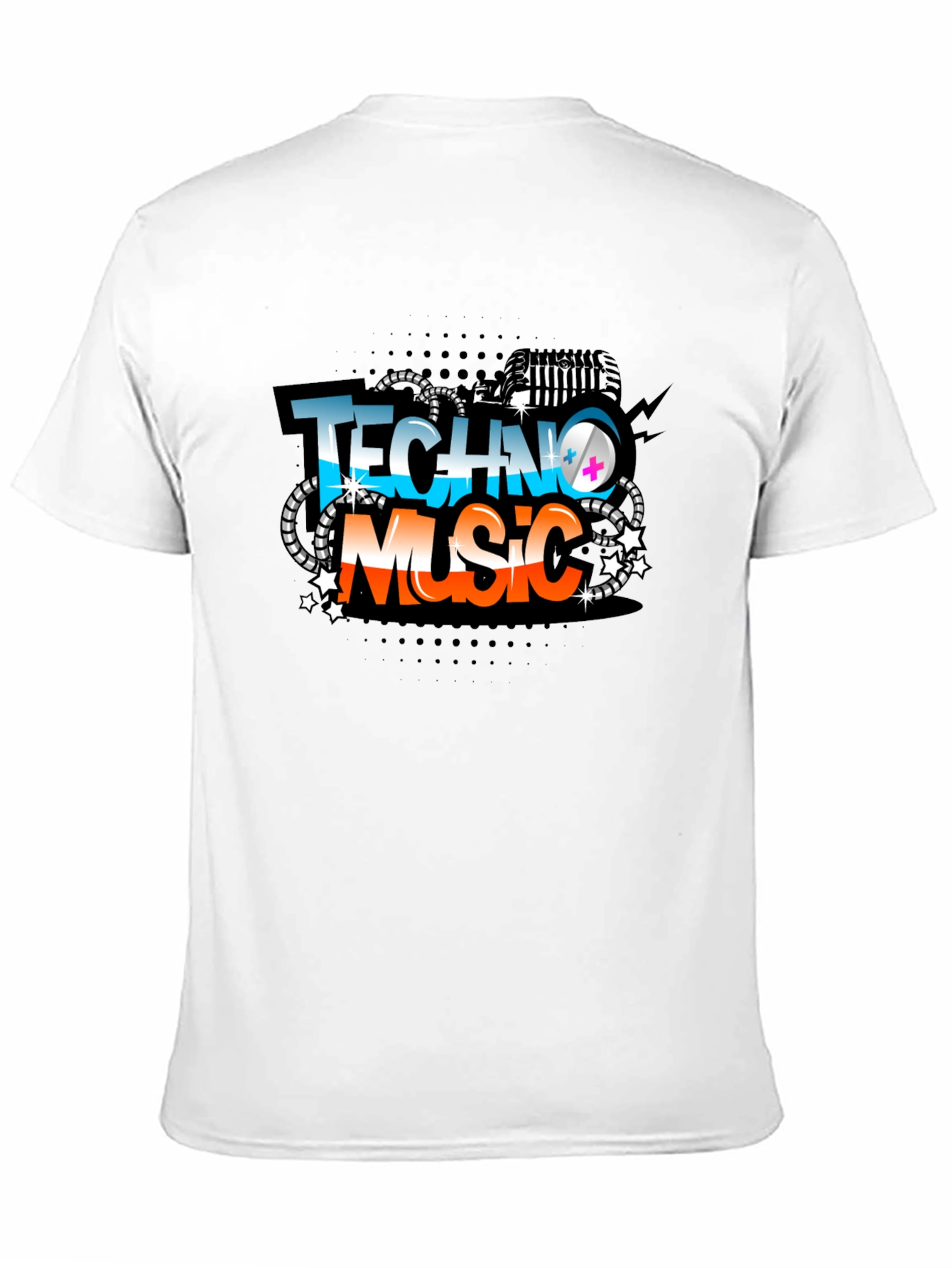 Techno Music Graphic Tee - Black Crew Neck