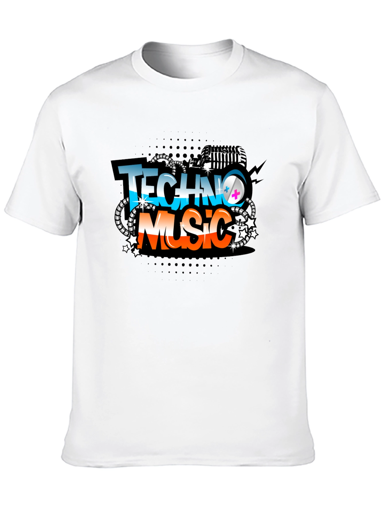 Techno Music Graphic Tee - Black Crew Neck